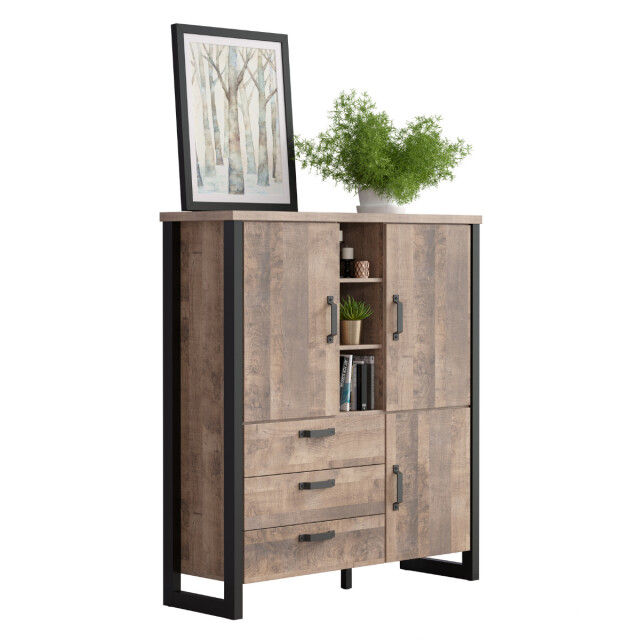 CaliCosy Groot hoog dressoir met 3 deuren, 3 lades en 3 open vakken l138 cm emile 3042321 large