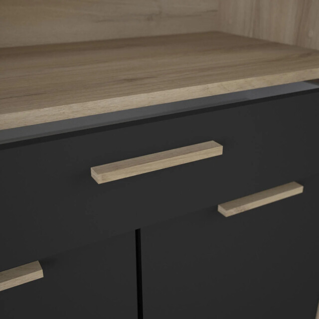 CaliCosy Buffet hoog 4 deuren 1 lade, eiken en zwart decor l83 x h176 cm dolce 2931892 large