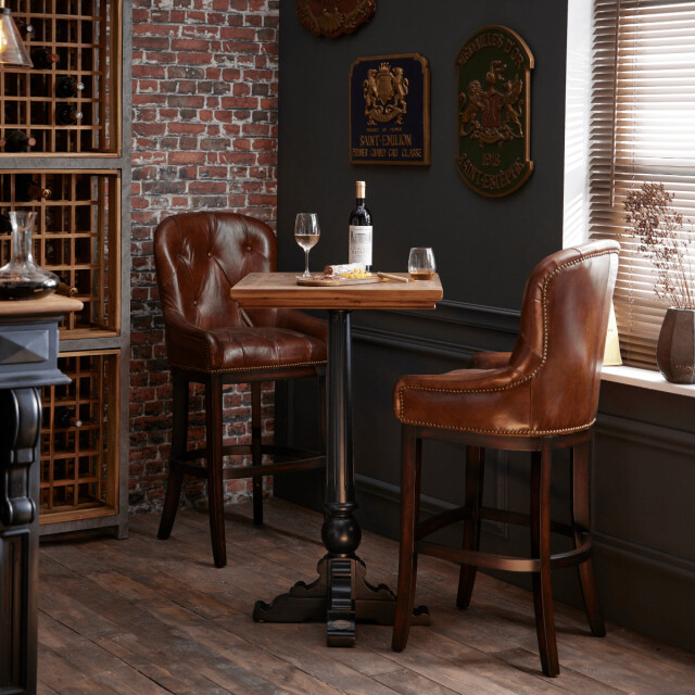 Signature Barfauteuil van hout en semi-aniline leer h121 cm 3018345 large