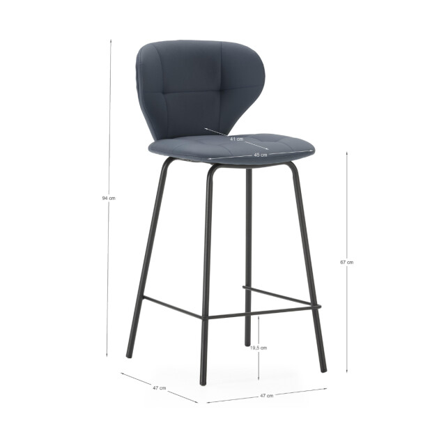 CaliCosy Set van 2 krukken met zwarte metalen poten h67 cm maura 3078782 large