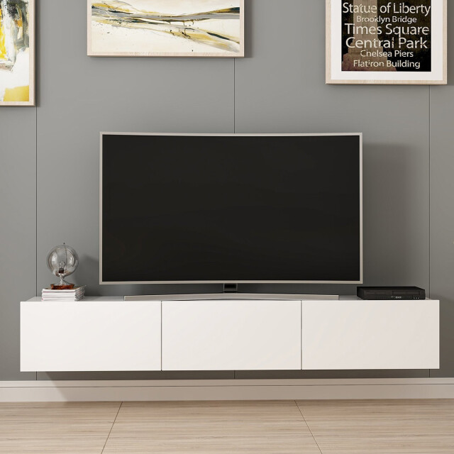 CaliCosy Hangende tv-meubel met 3 witte deuren l180 cm rigel 2931970 large