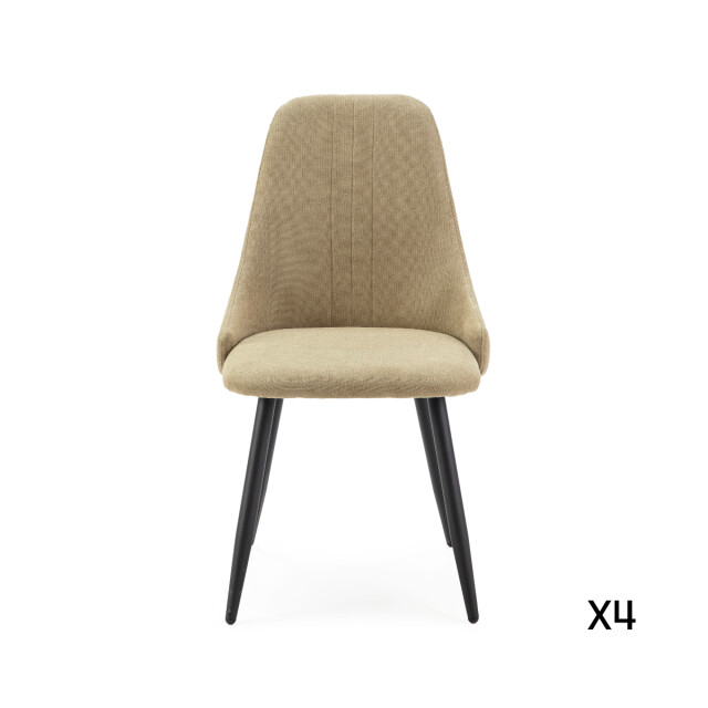 CaliCosy Set van 4 stoelen in stof met zwarte metalen poten l50 cm mani 3078763 large