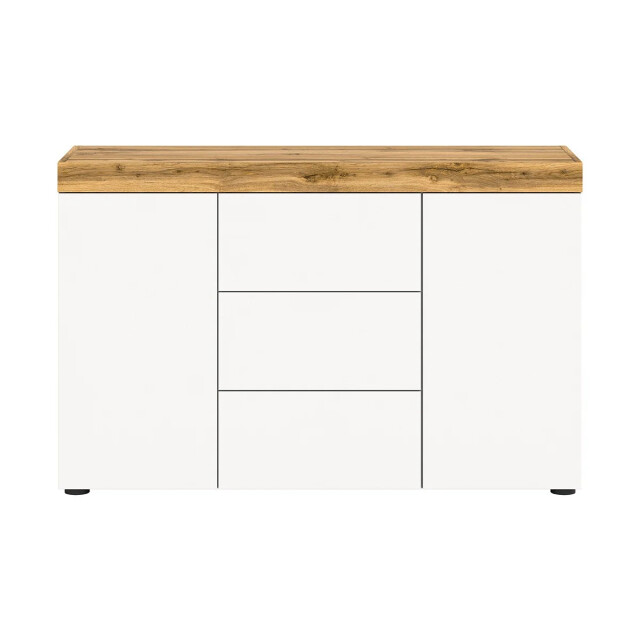CaliCosy Eiken wit en wotan 2-deurs en 3-lades dressoir, l125 cm malibu 2951205 large