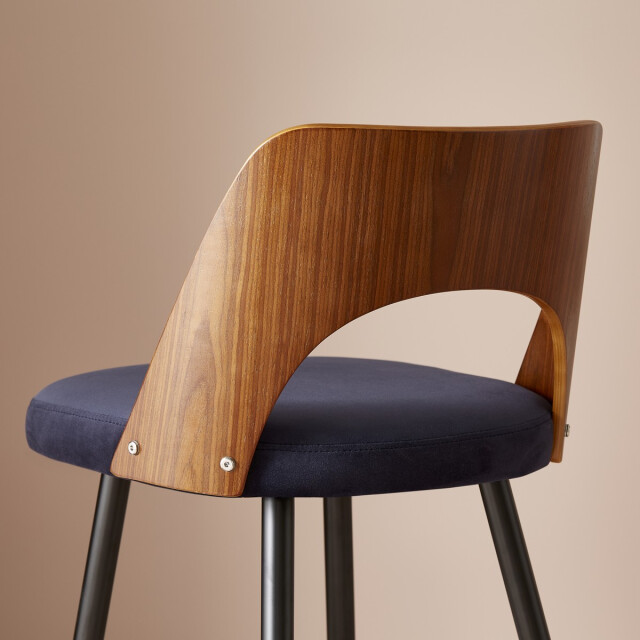 Signature Barkruk in blauw fluweel l45 cm austin 3061002 large