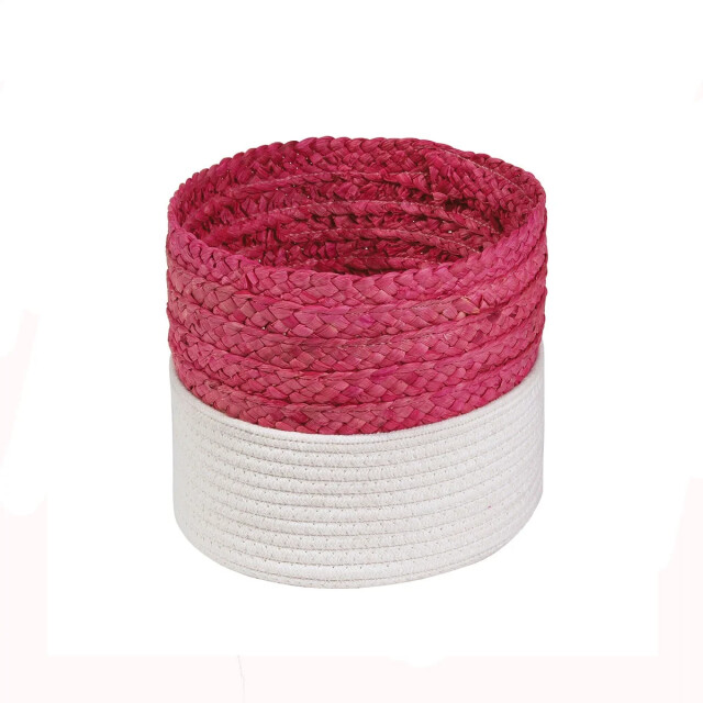 CaliCosy Wit en roze tweekleurig touwmandje 2928651 large
