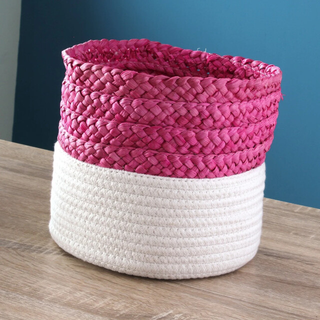 CaliCosy Wit en roze tweekleurig touwmandje 2928651 large