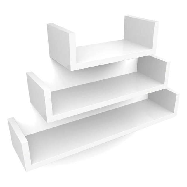 CaliCosy Set van 3 witte wandplanken glanzende afwerking 2929387 large