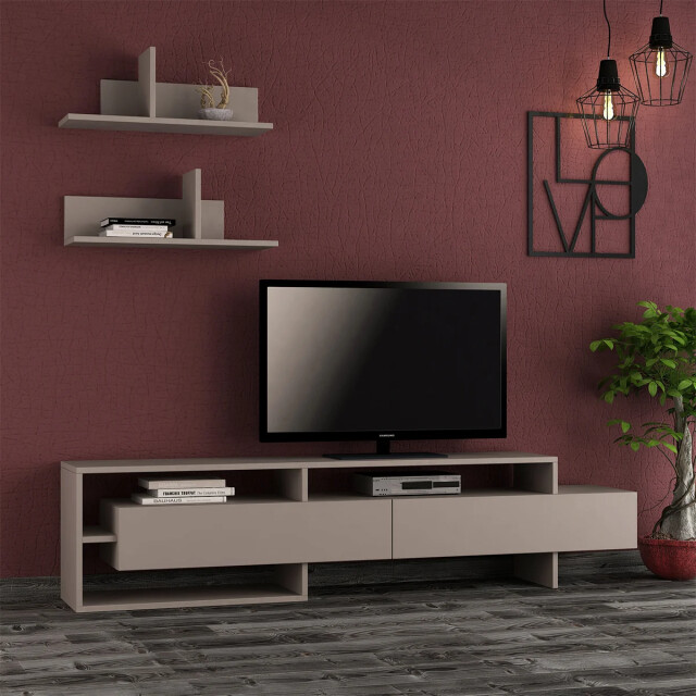 CaliCosy Tv-meubel met 2 deuren en 2 muurplanken l180 cm gara 2937433 large