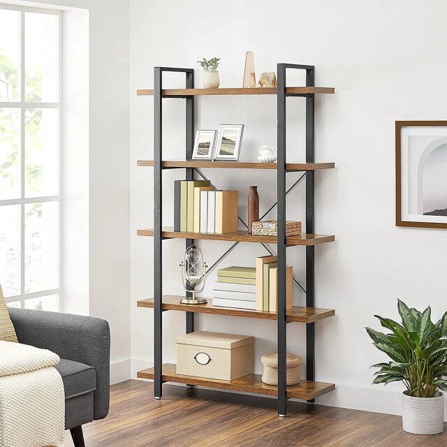 CaliCosy Boekenkast met 5 niveaus van metaal en houtlook l105 x 177,5 cm 2931930 large