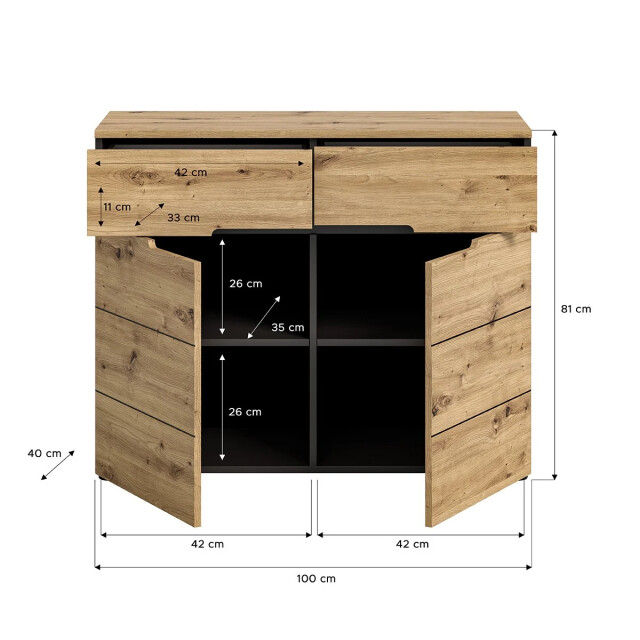 CaliCosy Commode met 2 deuren en 2 laden l100 cm canu 2950902 large