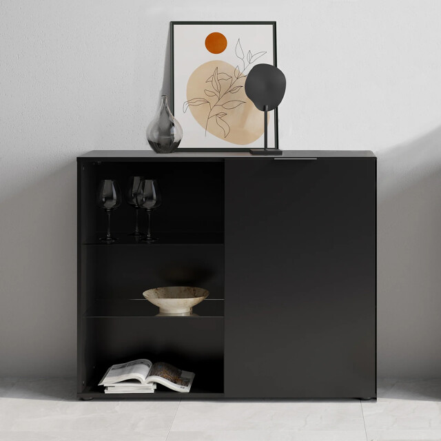 CaliCosy Ladenkast 1 deur 3 planken l99cm donker 2931869 large
