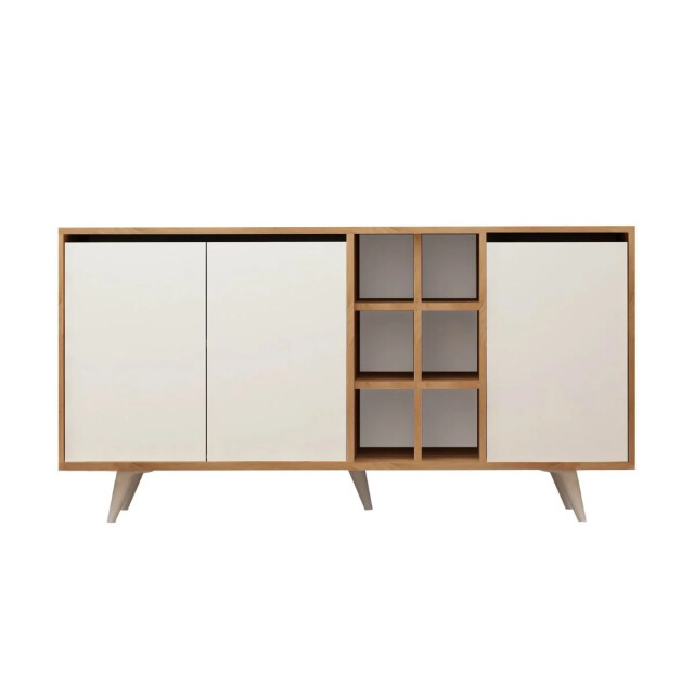 CaliCosy Buffet 3 deuren en 6 nissen in eiken en wit decor l140 cm seria 2930448 large