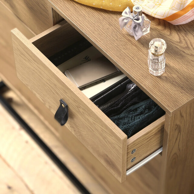 CaliCosy Ladekast met 2 deuren en 2 laden eiken decor met zwart metalen structuur 2929788 large