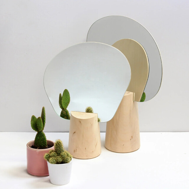 CaliCosy Spiegel op houten voetstuk van massief lindehout l35,5 cm 2931689 large