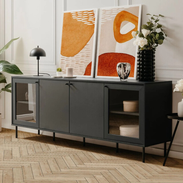 CaliCosy Buffet bas 4 deuren waarvan 2 met glas marineblauw l180 cm bogota 2930269 large