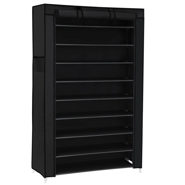 CaliCosy Schoenenkast met 10 niveaus, zwarte kleur, met beschermhoes en ritssluiting - 2929408 large