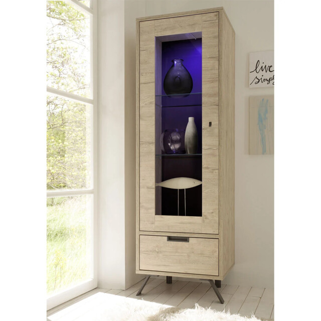 CaliCosy Vitrine 1 deur in glas met 1 lade zonder verlichting h177 cm palma 2930128 large