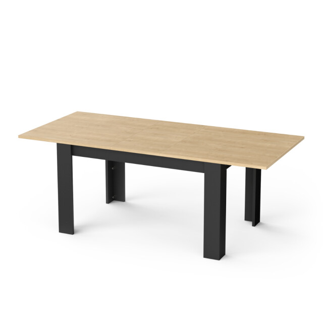 CaliCosy Uitschuifbare tafel van 160 tot 200 cm in hamilton-eiken decor en mat zwart - 3056800 large