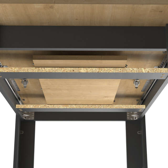 CaliCosy Uitschuifbare tafel van 160 tot 200 cm in hamilton-eiken decor en mat zwart - 3056800 large