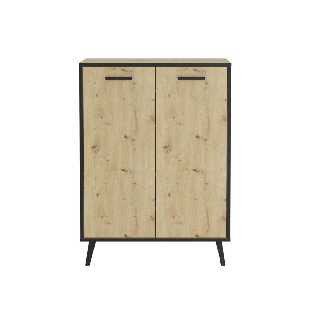 CaliCosy Kleine buffetkast met 2 deuren, eiken en donkergrijs decor, plau l68,5 x h93,5 2930049 large