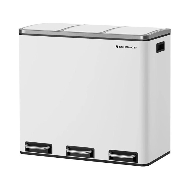 CaliCosy Afvalsorteerbak met 3 pedaalemmers van 18l, wit 2930208 large