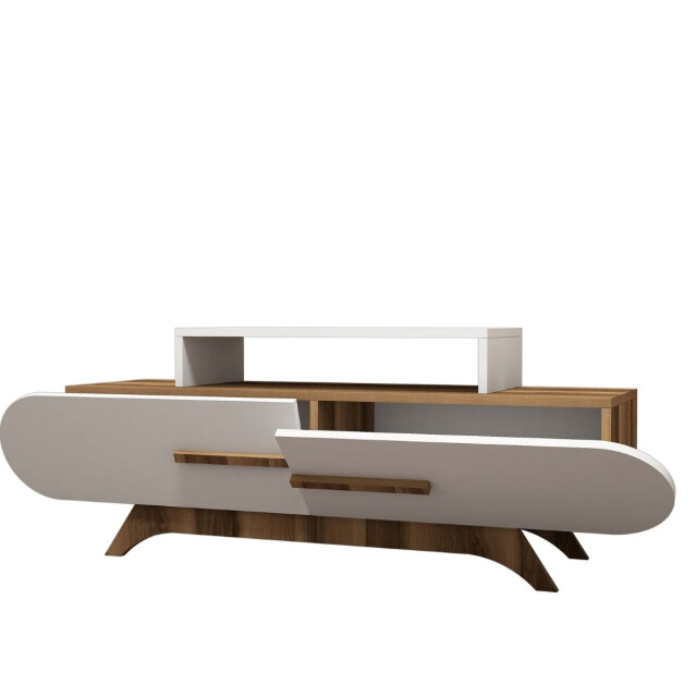 CaliCosy Tv-meubel 2 deuren walnoot en wit decor l145 cm 2930449 large
