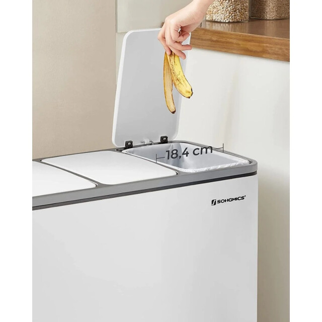 CaliCosy Afvalsorteerbak met 3 pedaalemmers van 18l, wit 2930208 large