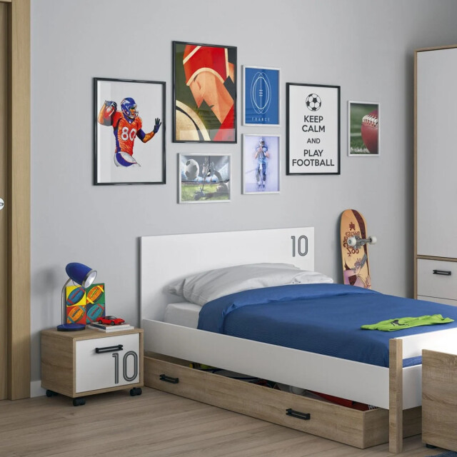CaliCosy Nachtkastje met één deurtje op wieltjes, eikenkleur gemaakt in frankrijk 2929249 large
