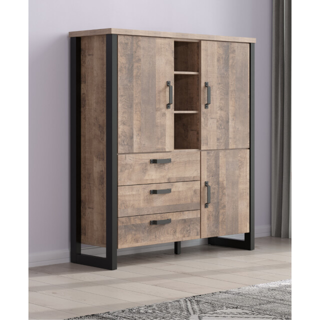 CaliCosy Groot hoog dressoir met 3 deuren, 3 lades en 3 open vakken l138 cm emile 3042321 large