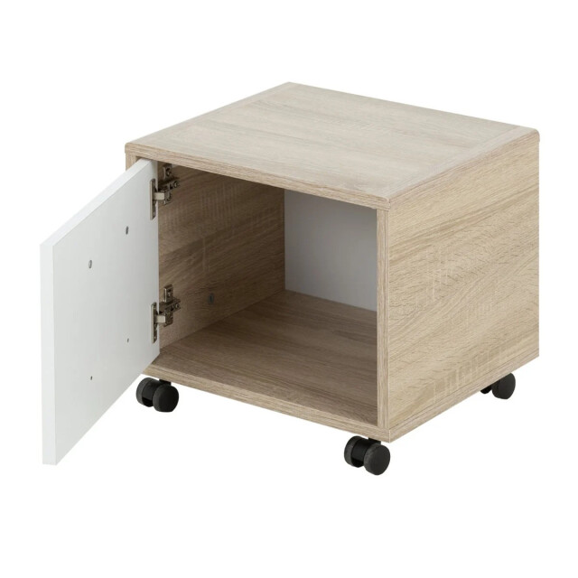 CaliCosy Nachtkastje met één deurtje op wieltjes, eikenkleur gemaakt in frankrijk 2929249 large