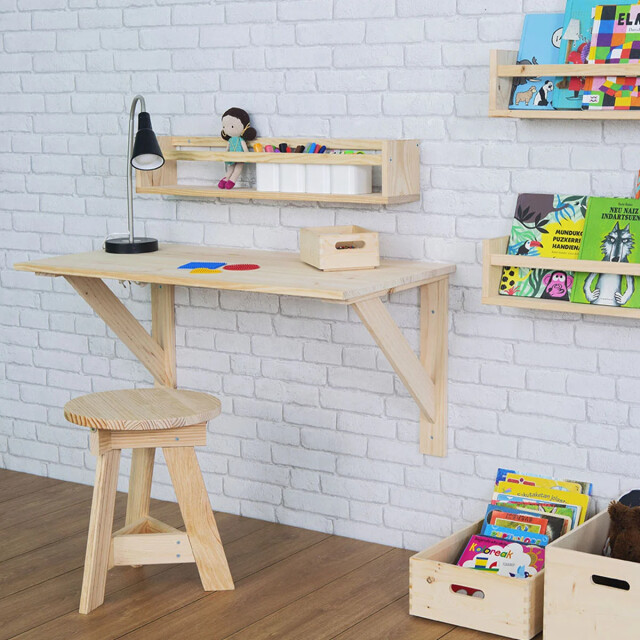 CaliCosy Wandplank van massief grenen l40 x h15 cm 2929449 large