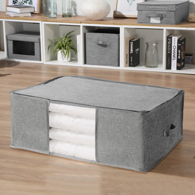 CaliCosy Opberghoes voor dekbed in grijze linnenlook stof l66 cm 3040343 large