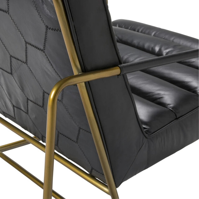 Signature Zwarte lederen fauteuil met metalen poten l66 cm maranello 2981030 large