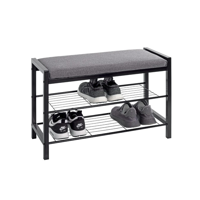CaliCosy Bank van zwart metaal met grijze stof l75 cm 2951181 large
