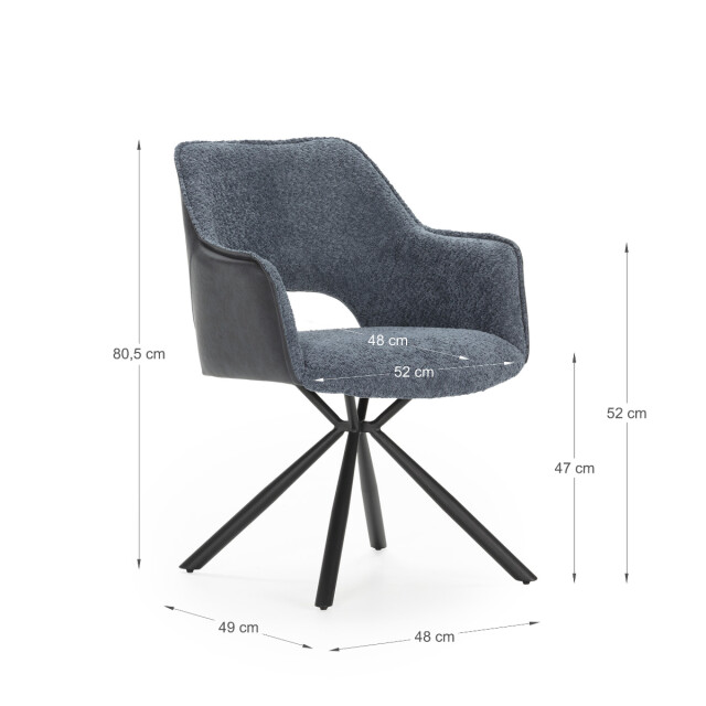 CaliCosy Set van 2 fauteuils in stof met zwarte metalen poten l62 cm mariel 3078807 large