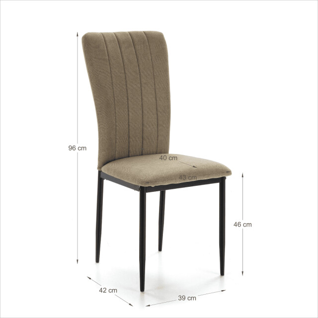 CaliCosy Set van 4 stoelen in stof met zwarte metalen poten l43 cm holly 3078800 large