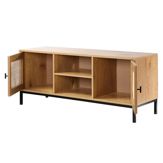 CaliCosy Tv-meubel met 2 deuren, rotan baldakijn en 2 nissen l120cm 2929854 large