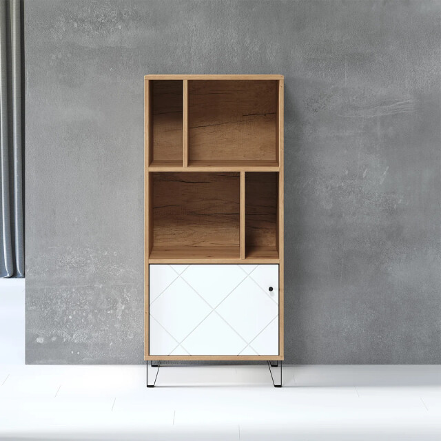 CaliCosy Bibliotheek 1 deur en 4 nissen mat wit h136 cm touch 2931968 large