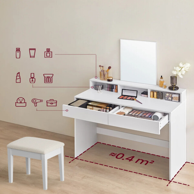 CaliCosy Kaptafel met 2 laden en 3 kleine vakken met spiegel h140 cm 2930335 large
