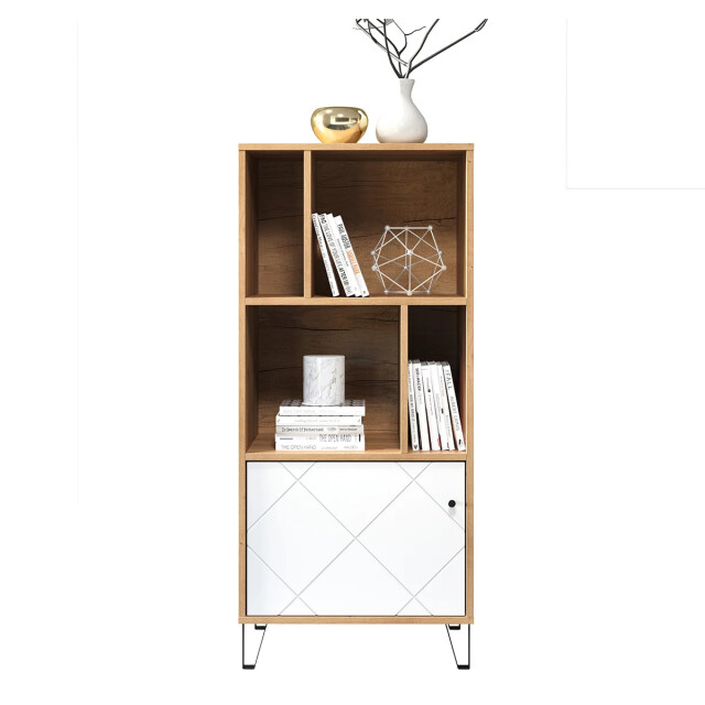 CaliCosy Bibliotheek 1 deur en 4 nissen mat wit h136 cm touch 2931968 large