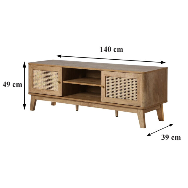 CaliCosy Tv-meubel 2 deuren in rotanvlechtwerk l140 cm palmo 2948139 large