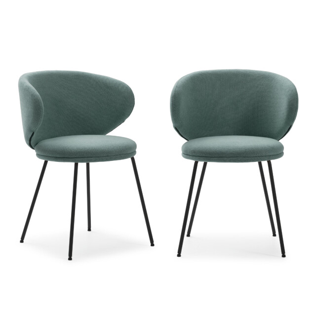CaliCosy Set van 2 stoelen in stof met zwarte metalen poten l60 cm rush 3078761 large