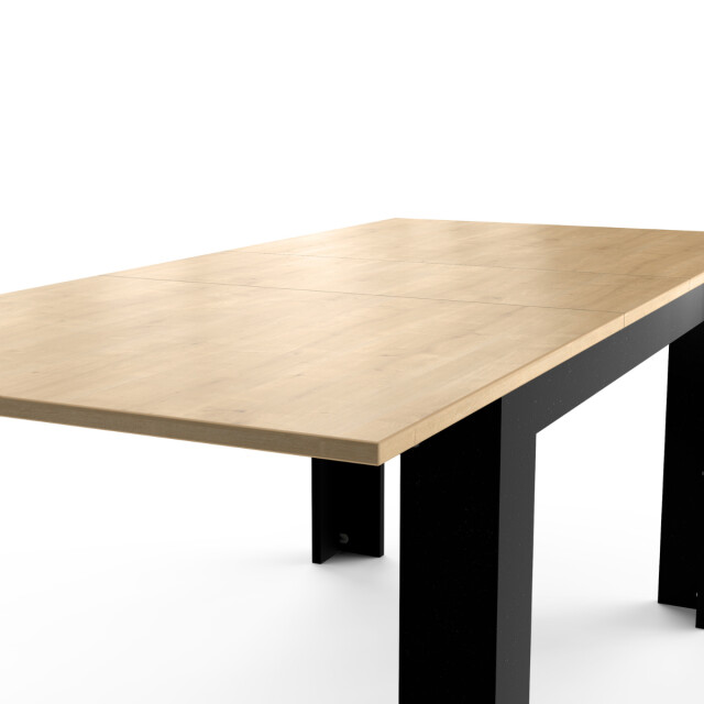 CaliCosy Uitschuifbare tafel van 160 tot 200 cm in hamilton-eiken decor en mat zwart - 3056800 large
