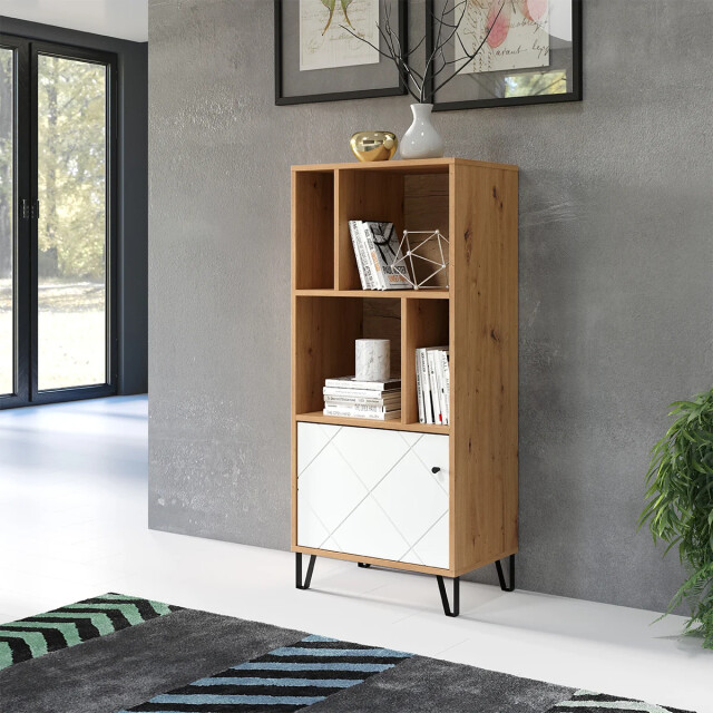 CaliCosy Bibliotheek 1 deur en 4 nissen mat wit h136 cm touch 2931968 large