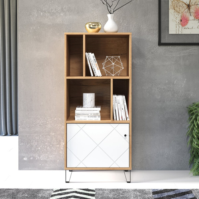 CaliCosy Bibliotheek 1 deur en 4 nissen mat wit h136 cm touch 2931968 large