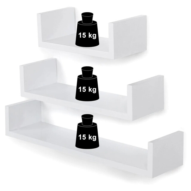 CaliCosy Set van 3 witte wandplanken glanzende afwerking 2929387 large