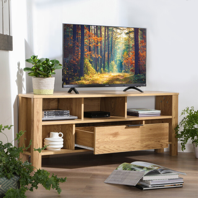 CaliCosy Hoek-tv-meubel 1 lade eiken decor l120 cm 2930266 large