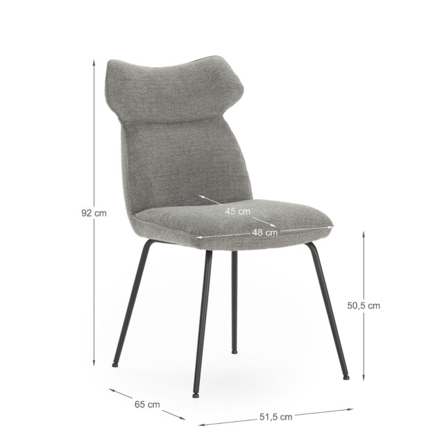CaliCosy Set van 2 stoelen in stof met zwarte metalen poten l47 cm dara 3078556 large