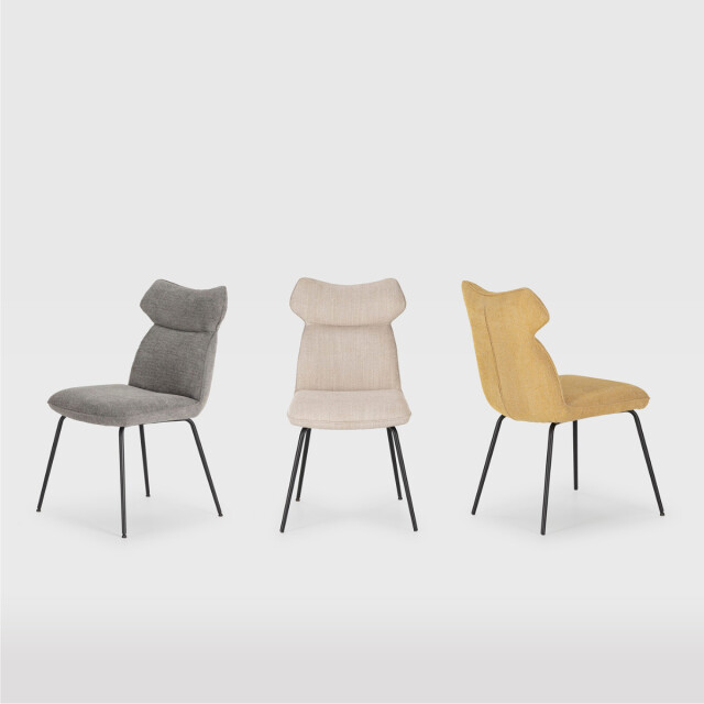 CaliCosy Set van 2 stoelen in stof met zwarte metalen poten l47 cm dara 3078556 large