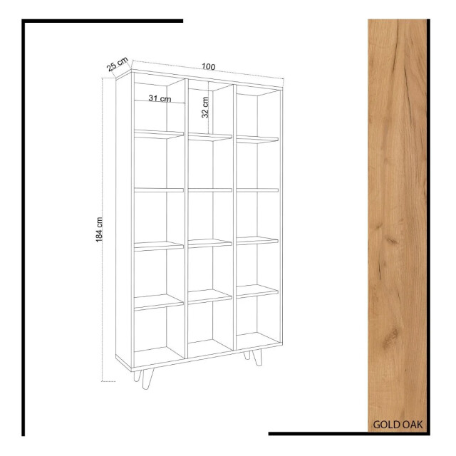 CaliCosy Etagère 15 planken eiken decor l100 cm zipa 2930447 large